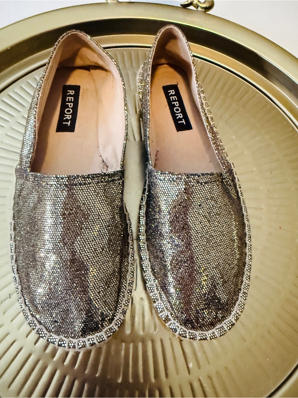 REPORT Metallic Gold Glitter Slip-On Flats